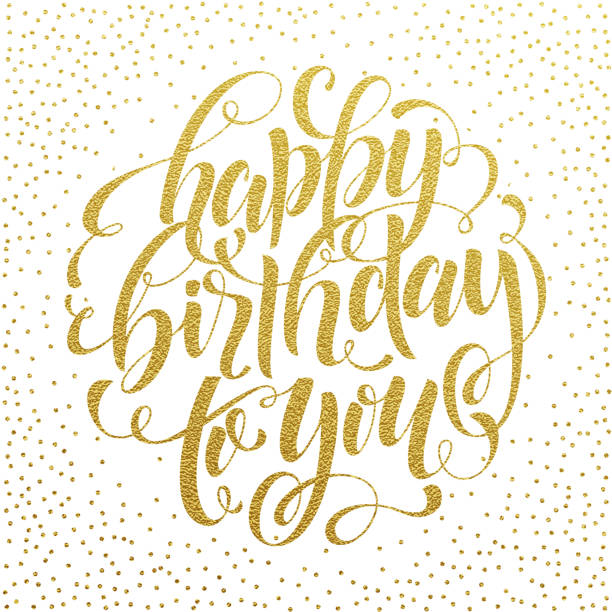 istock Happy Birthday gold text for greeting card, invitation 523499154