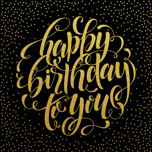 istock Happy Birthday gold text for greeting card, invitation 523499506