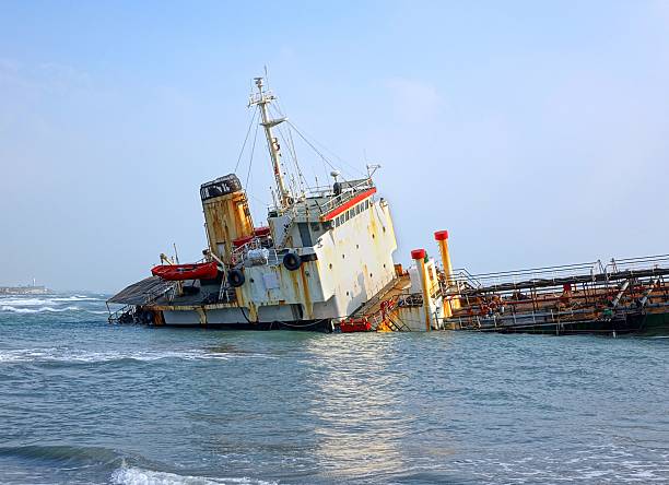 Shipwrecked Diesel Tanker stock photo