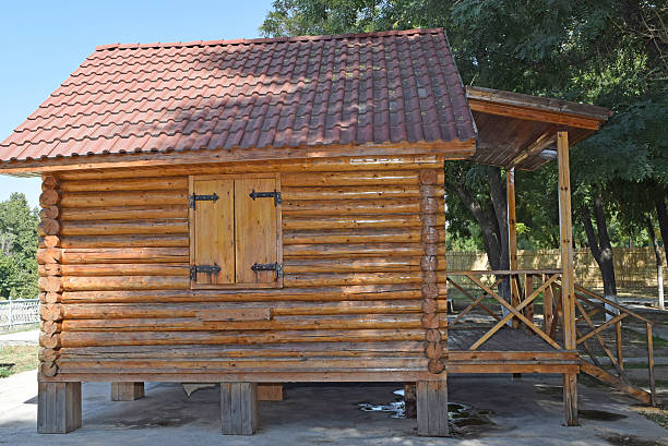 istock Wooden house with a facade 523511183