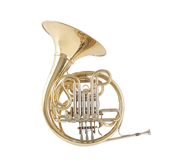 trompa - brass band french horn brass instrument music - fotografias e filmes do acervo