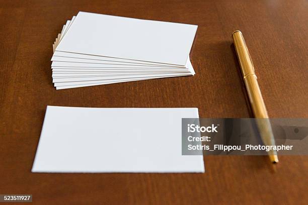 Pen And Blank Cards Stock Photo - Download Image Now - Artificial, Blank, Business