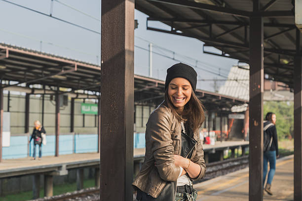 istock Pretty girl posing in a metro station 523516595