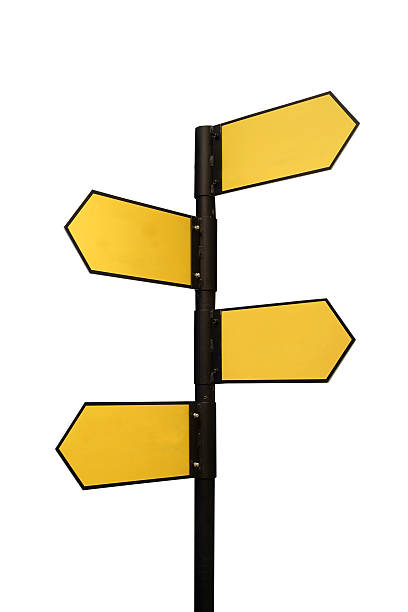 istock blank directional sign with 4 arrows isolated on white 523535583