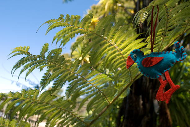 Pukekeo in a Ponga Tree, Kiwiana Christmas Themed Image