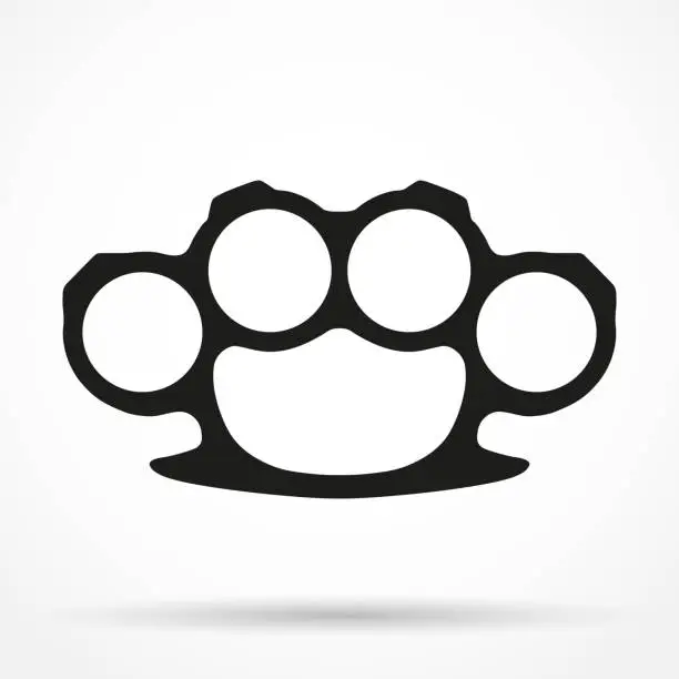 Vector illustration of Silhouette simple symbol of Brassknuckles vector illustration