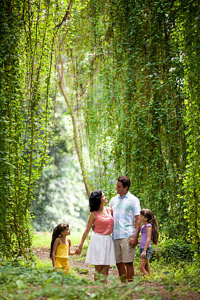 istock Cheerful family standing in jungle 523537831
