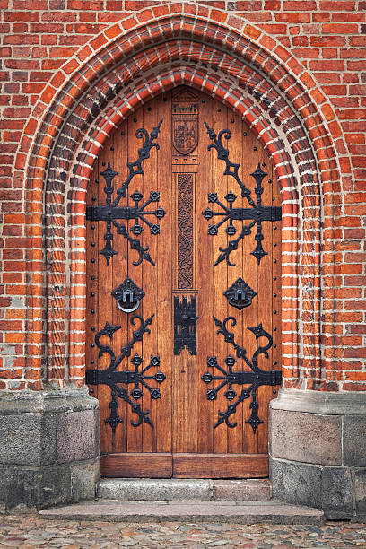 istock Old beautiful wooden door 523541439