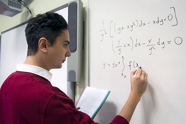 Male Student Doing Math at Secondary School, University inIstanbul, Turkey