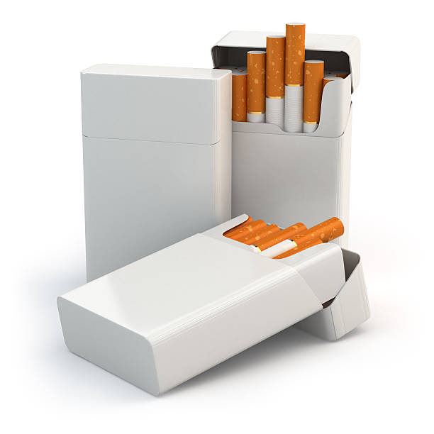 istock Open full packs of cigarettes isolated on white background. 523542725