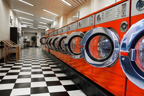 Interior of retro  laundromat