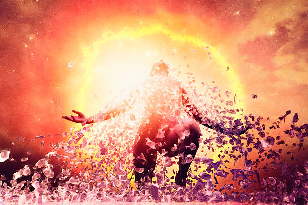 Man rising from the ashes, energy, aura, power,reincarnation Man rising from the ashes, energy, aura, power,reincarnation. reincarnation stock pictures, royalty-free photos & images