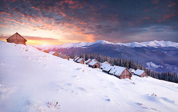 istock Colorful winter sunrise in the mountains 523562457