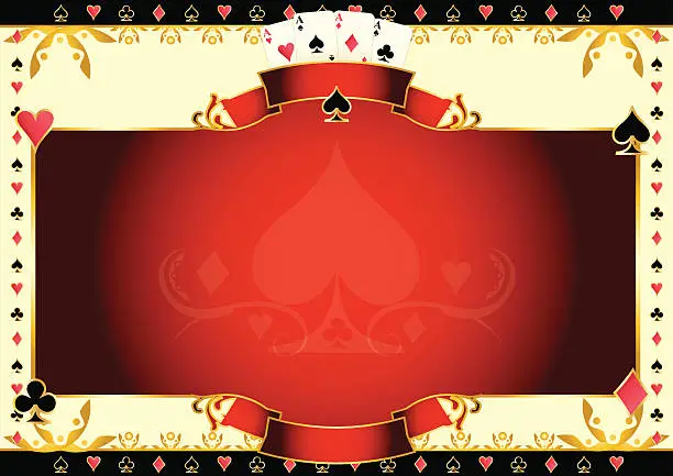 Vector illustration of Poker game ace of spades horizontal background