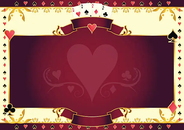 Vector illustration of Poker game heart horizontal background
