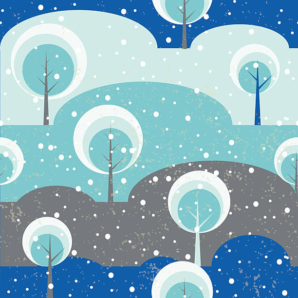 illustrations, cliparts, dessins animés et icônes de forêt d'hiver des arbres sur glade sans couture vecteur motif. - simple living rural scene lifestyles nature