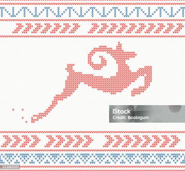 Рождество Вязаный Рисунок С Прыгать Коза Или Олень Или Овцы — стоковая векторная графика и другие изображения на тему 2015