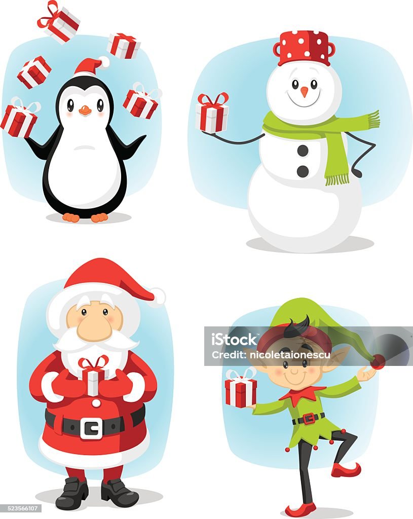 Ilustración de Personajes De Navidad De Vector De Dibujos Animados De y más  Vectores Libres de Derechos de Navidad - iStock