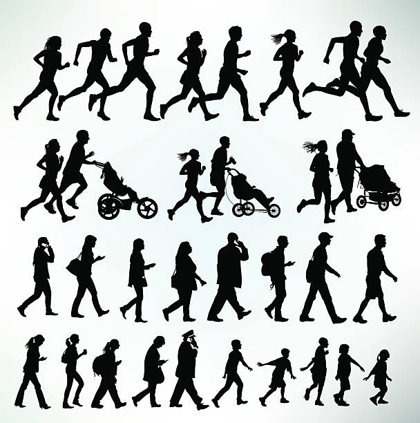 бегунов, брюки для бега, walkers, упражнения, фитнес - - jogging cross country running hiking outdoors stock illustrations