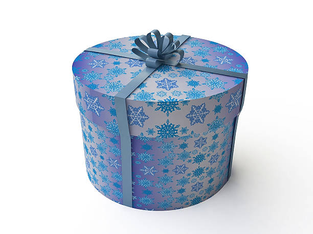 istock Round Christmas Gift Box Decorated with Snowflakes 523576817