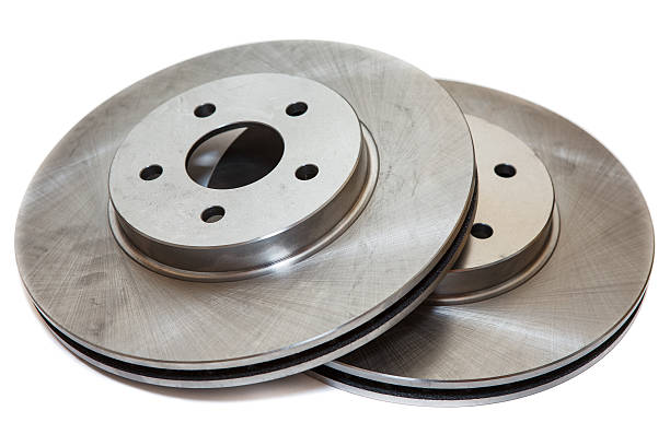 istock Two brake disks isolated on white background 523576841