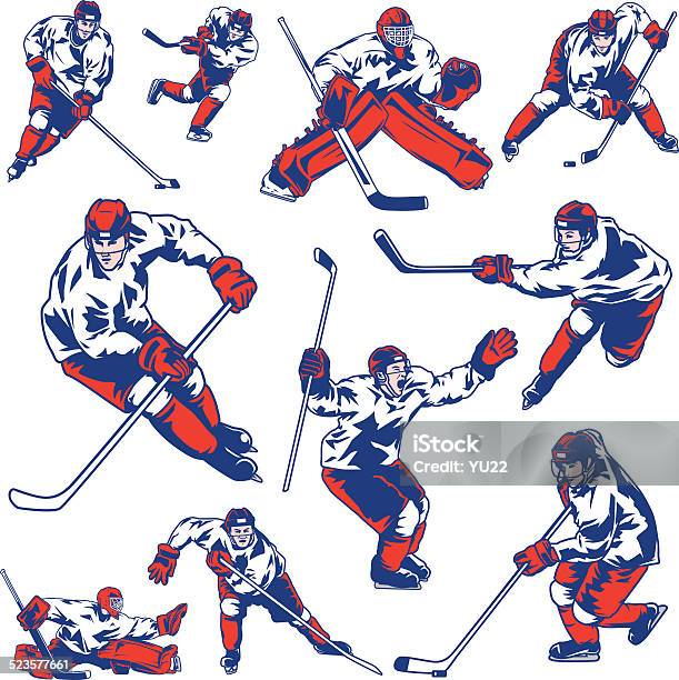 Ice Hockey Player Set Stock Illustration - Download Image Now - Hockey, Ice Hockey, Illustration