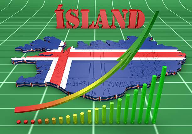 istock map illustration of Iceland with flag 523578315