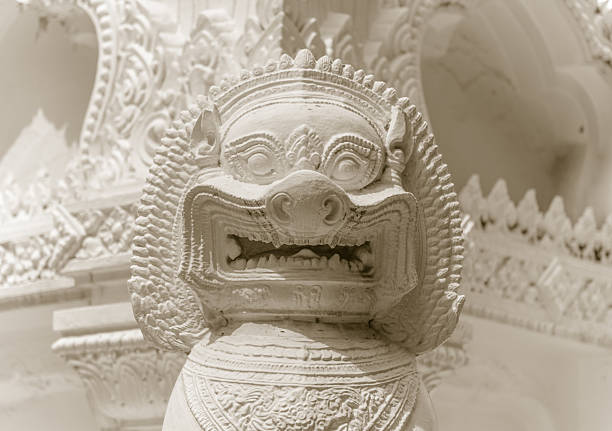 Lion guardian statue closeup in Bangkok ,Thailand