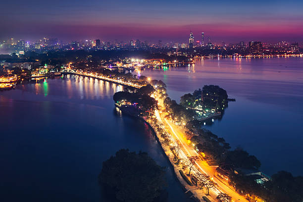 istock View over Hanoi, Vietnam, at night 523579299