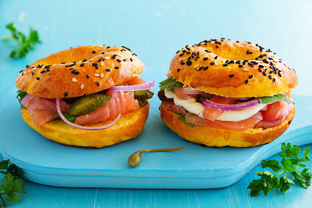 istock Bagels with salmon and cream cheese. 523579503