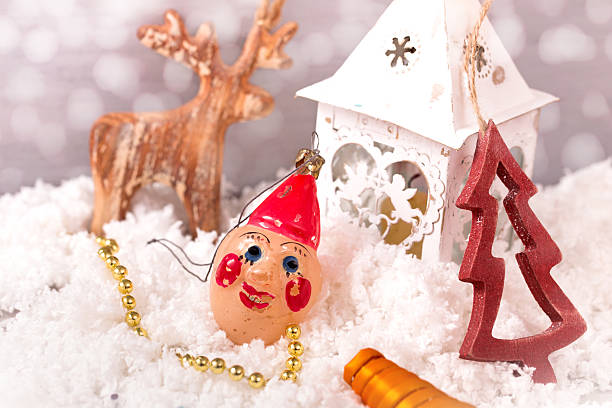 istock Retro lamp and vintage christmas decorations 523580633