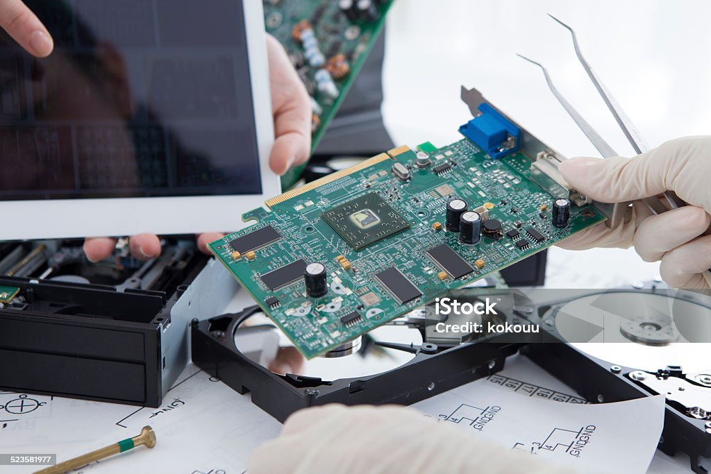 The design of the circuit board Computer Chip Stock Photo