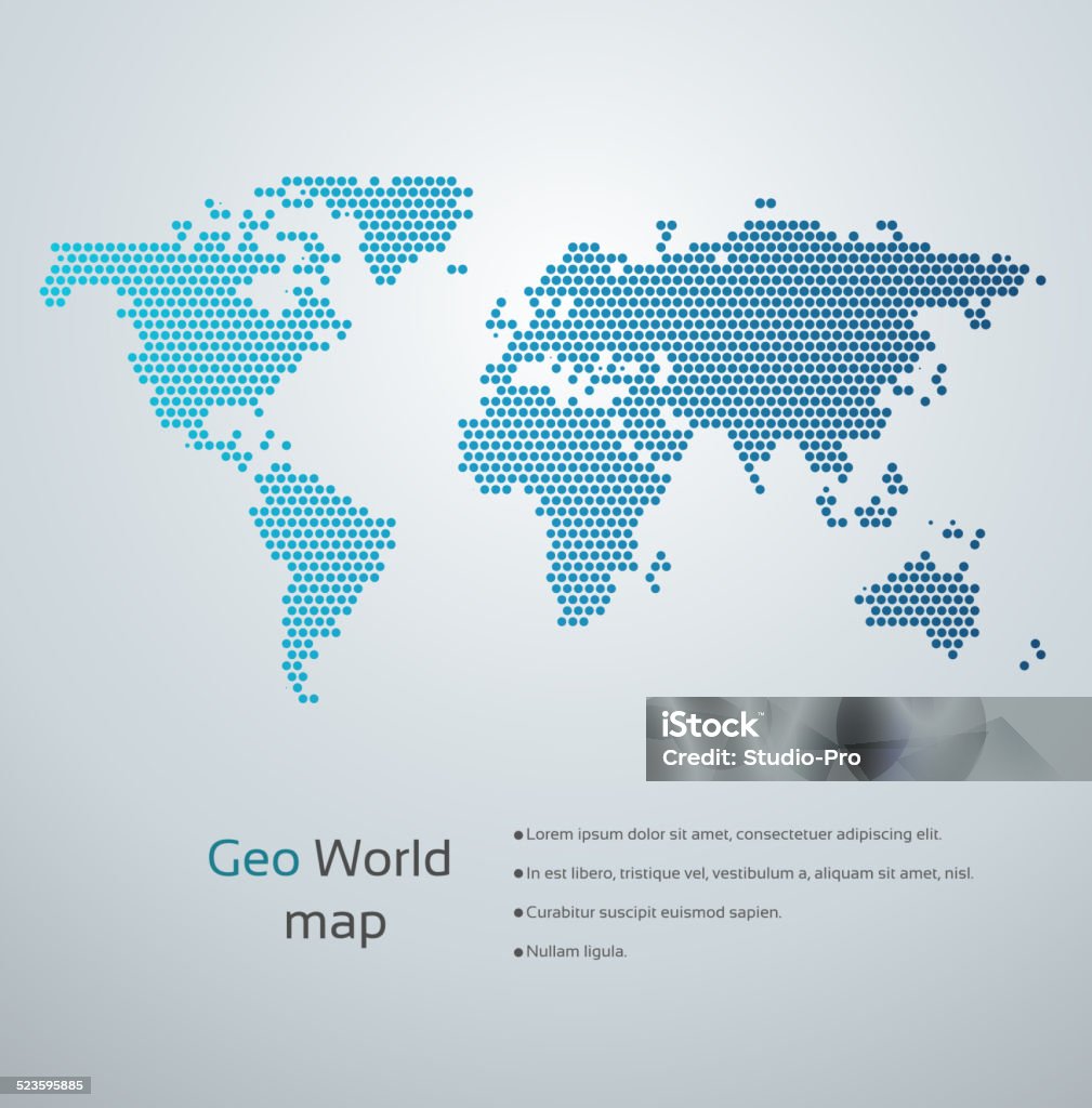Geometric world map Modern blue geo world map.  World Map stock vector