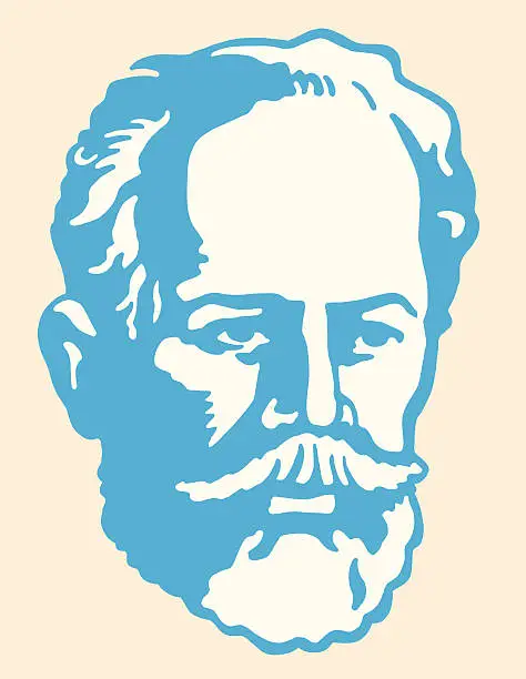 Vector illustration of Man with a Mustache and Beard