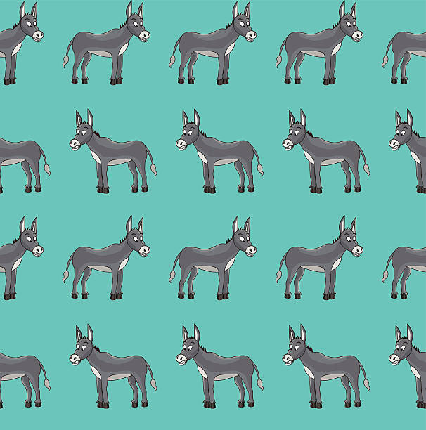 donkey pattern seamles vector pattern with funny donkeys on blue background mexican mule stock illustrations