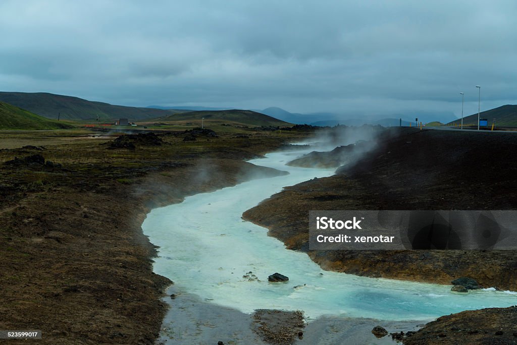 Blue spring from Geothermal plant Iceland, geothermal plant in Myvatn Beauty In Nature Stock Photo
