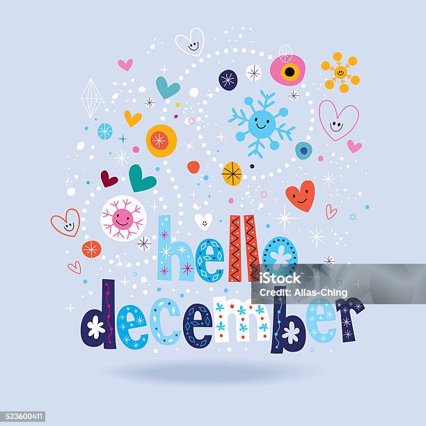 Hello December Stock Illustration - Download Image Now - Beauty, Beauty In Nature, Blue
