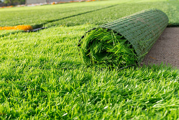 artificial green grass stock photo