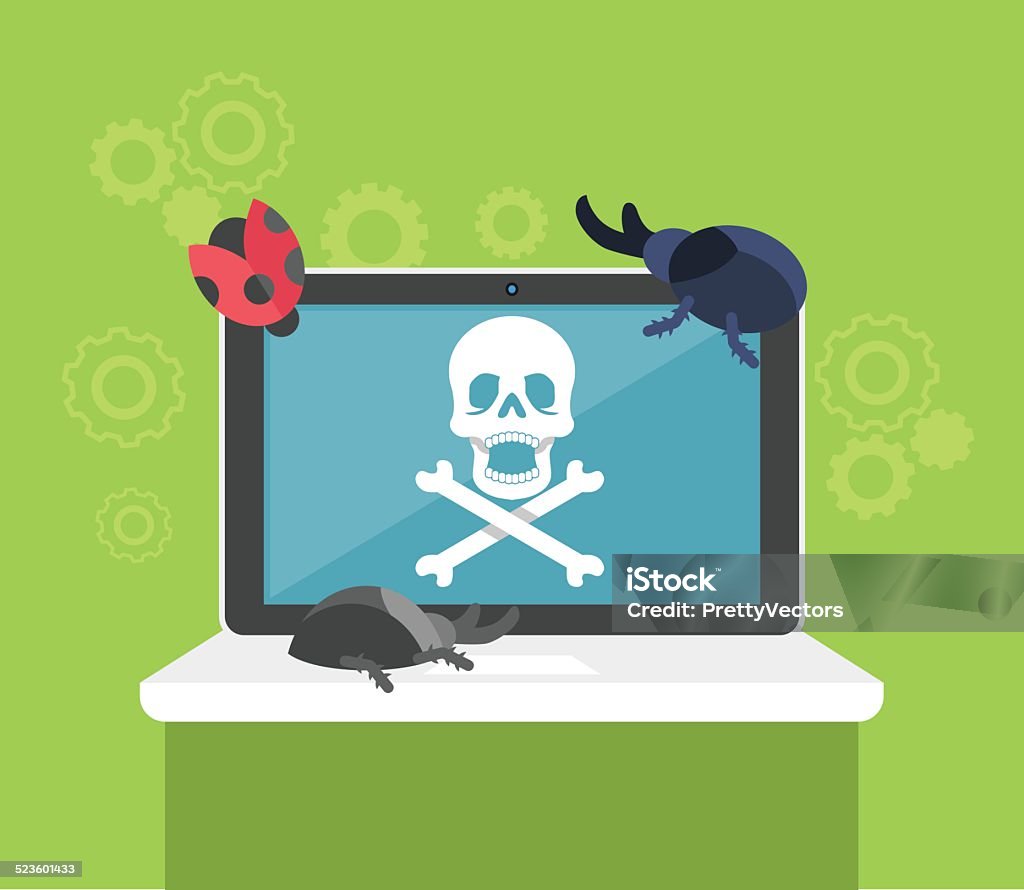 Computer Bug Flat Vector Illustration Stock Illustration - Download ...