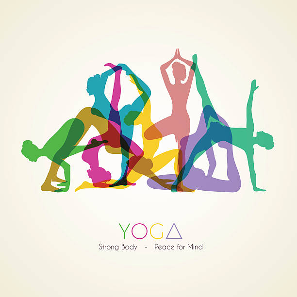 illustrations, cliparts, dessins animés et icônes de postures de yoga femme silhouette - human head illustration and painting women color image