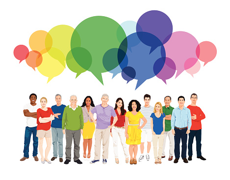 Vector of Group of World People and Speech Bubble