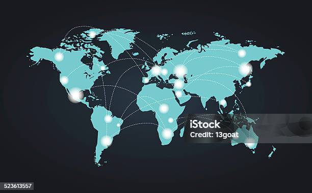 World Map Connection Stock Illustration - Download Image Now - World Map, Freight Transportation, Globe - Navigational Equipment
