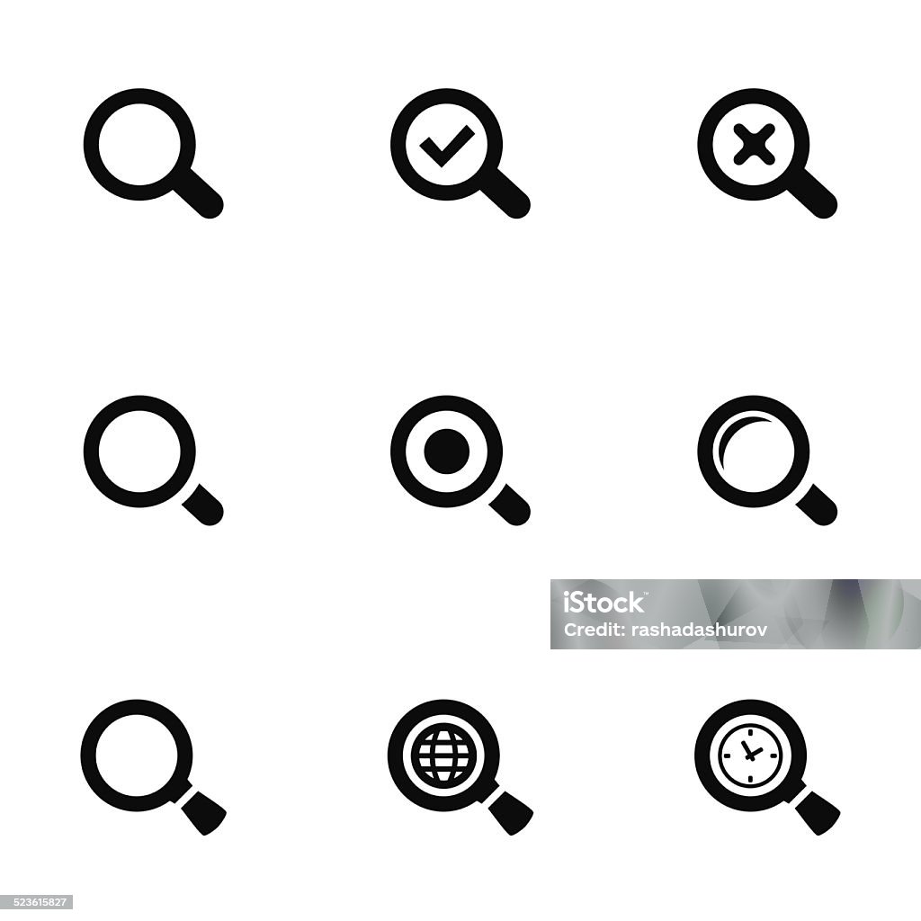 search icons set search icons set, black on white background Icon Symbol stock vector