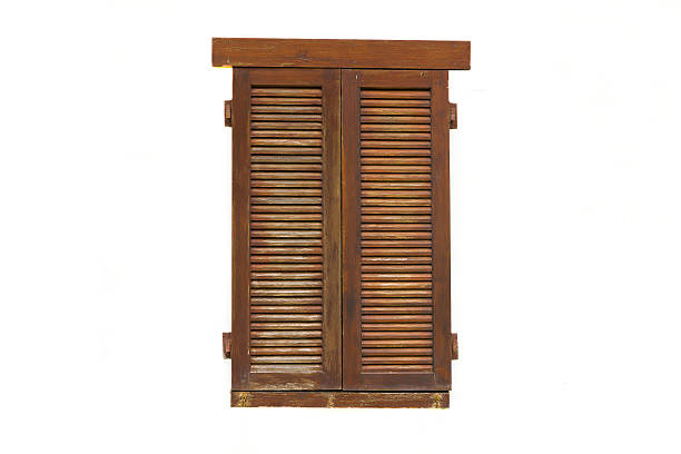 istock Wooden window isolated on white background 523616119