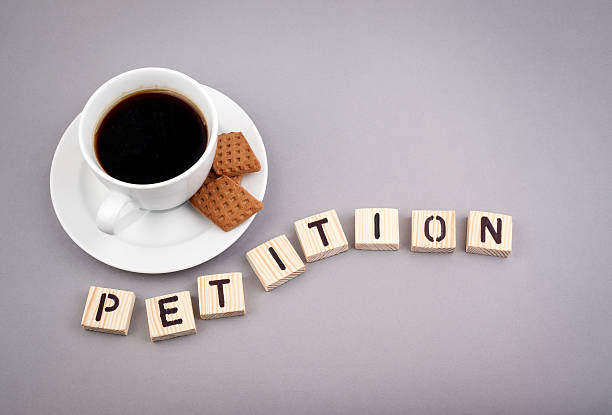 istock Text: Petition from wooden letters on a gray background. 523617064