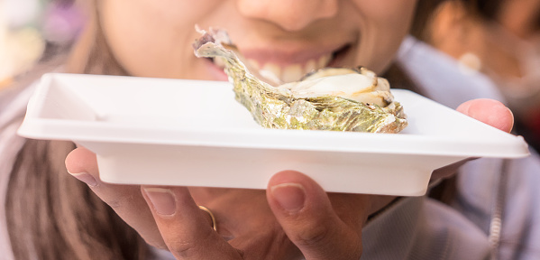 Eating Hiroshima Fresh Oyster