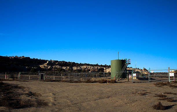 istock Natural gas fracking site fenced off 523617587