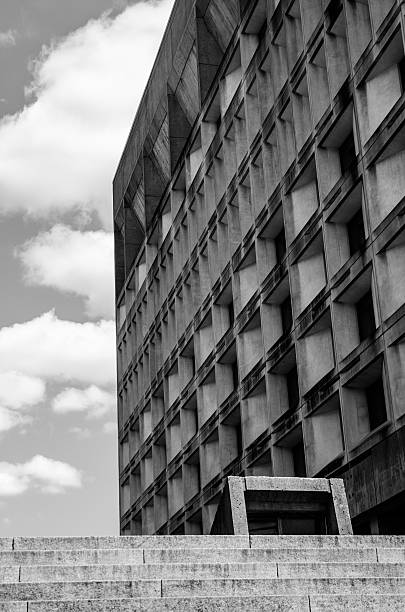 Brutalist building in Black & White stock photo