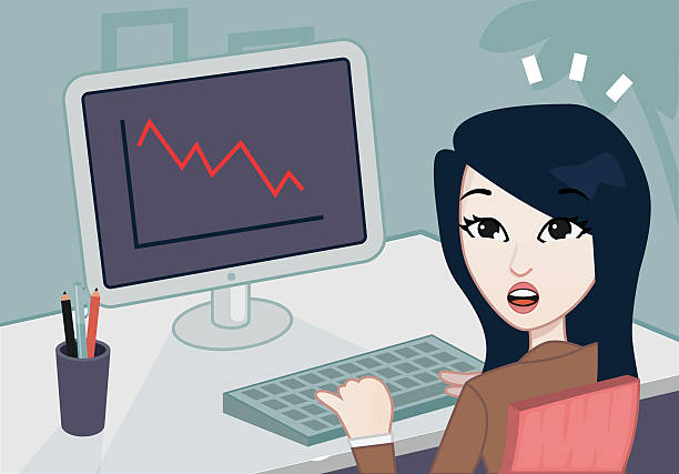 bizneswoman pracująca w biurze - rudeness risk computer business stock illustrations