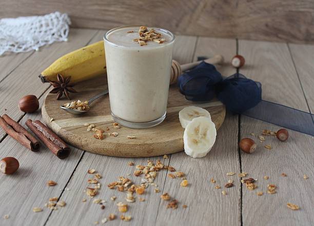 istock Banana smoothie with oats and hazelnuts 523619644